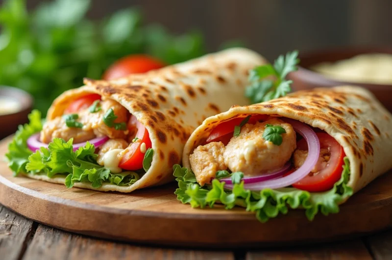 Cheesy Garlic Chicken Wraps