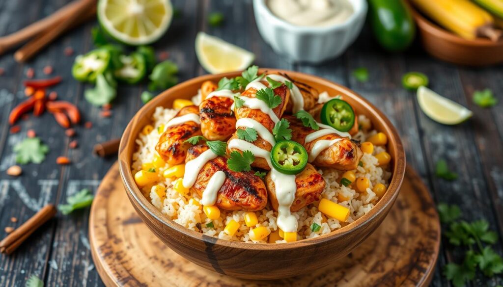 Street Corn Chicken Rice Bowl