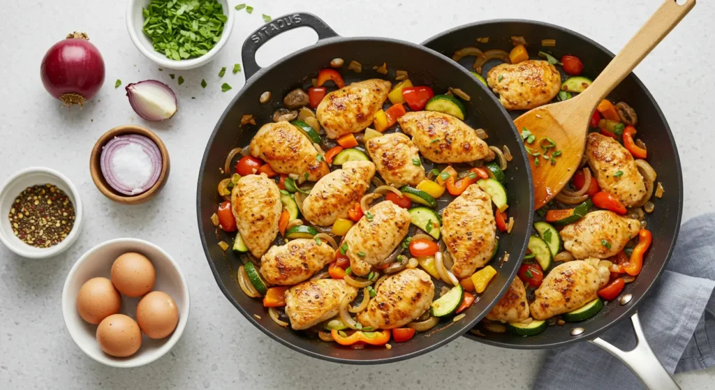 Chicken and Vegetables Skillet: 10-Min Healthy Meal Chicken and Vegetables Skillet