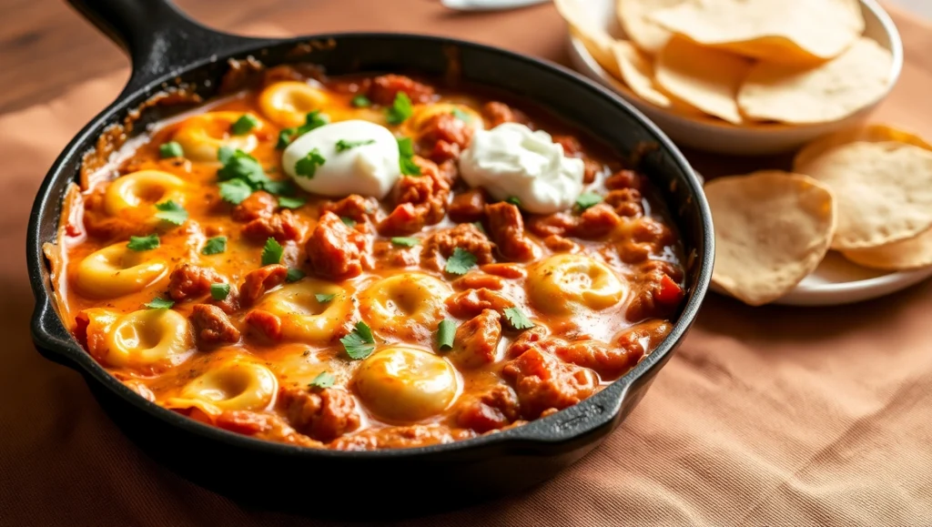 Cheesy Beef Enchilada Tortellini Skillet Cheesy Beef Enchilada Tortellini Skillet