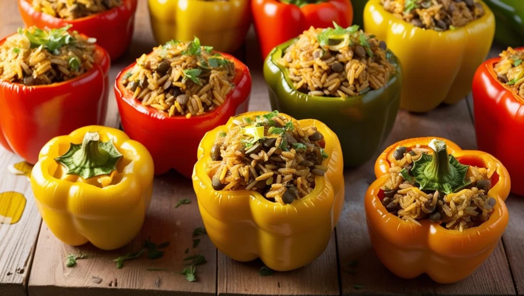 Stuffed Bell Peppers with Brown Rice & Lentils Stuffed Bell Peppers with Brown Rice & Lentils