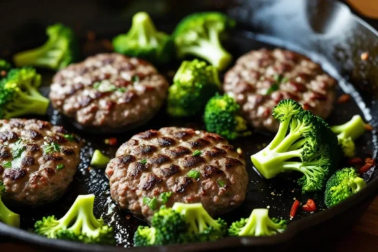 keto hamburger broccoli skillet
