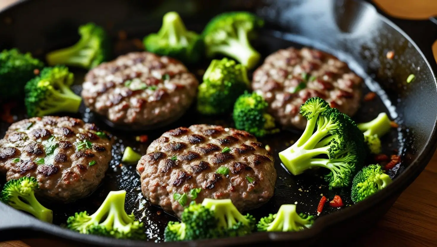keto hamburger broccoli skillet