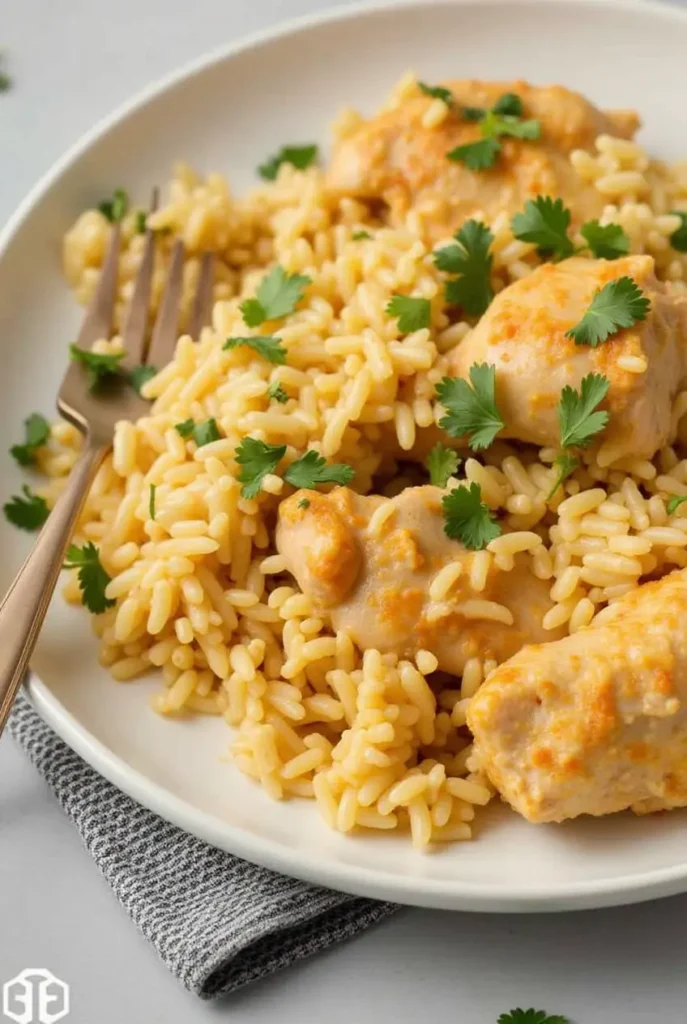 smothered chicken and rice dish