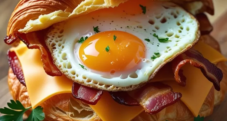 Baked Croissant Breakfast Sandwich