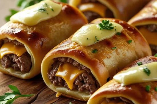 Garlic Butter Beef Cheeseburger Rollups