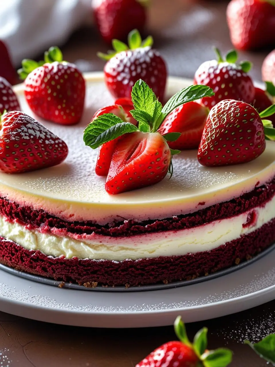 Red Velvet Strawberry Cheesecake