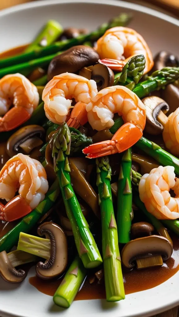 Shrimp and Asparagus Stir-Fry with Mushrooms Delight Shrimp and Asparagus Stir-Fry with Mushrooms