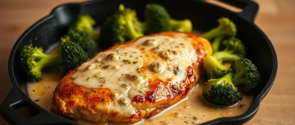 Creamy Garlic Chicken and Broccoli Skillet