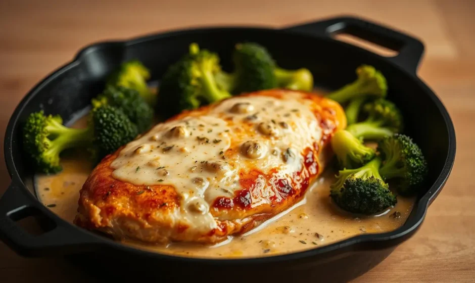 Creamy Garlic Chicken and Broccoli Skillet
