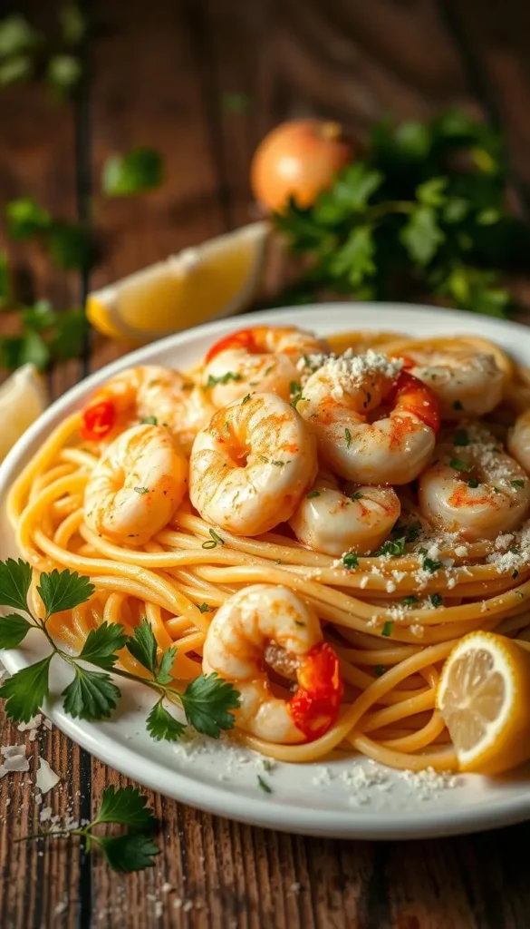 Simple garlic shrimp pasta recipe