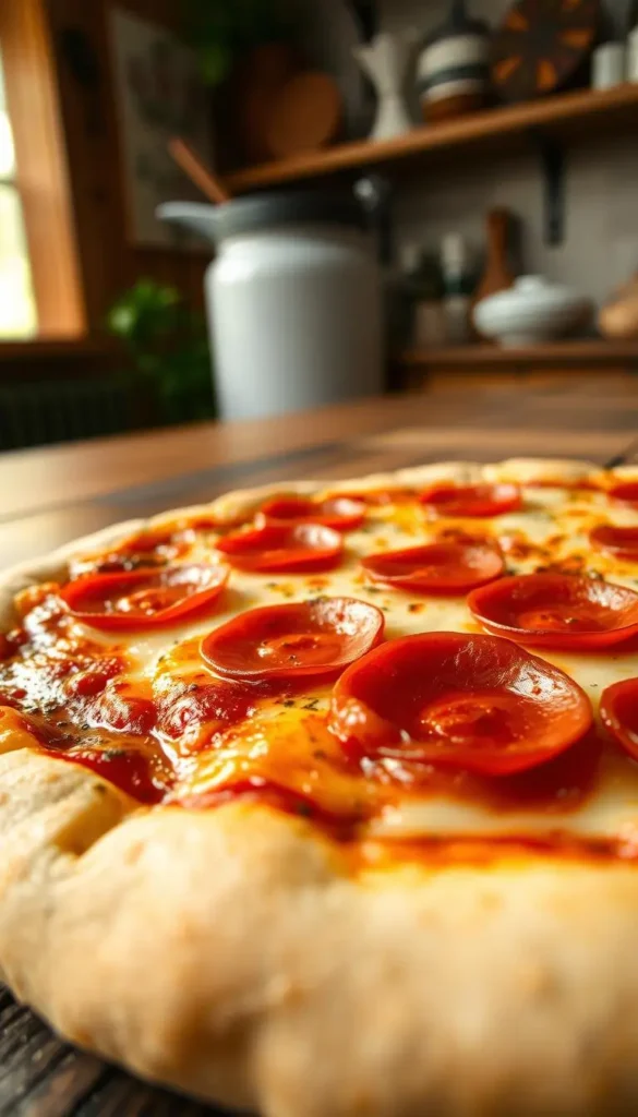 homemade pepperoni pizza