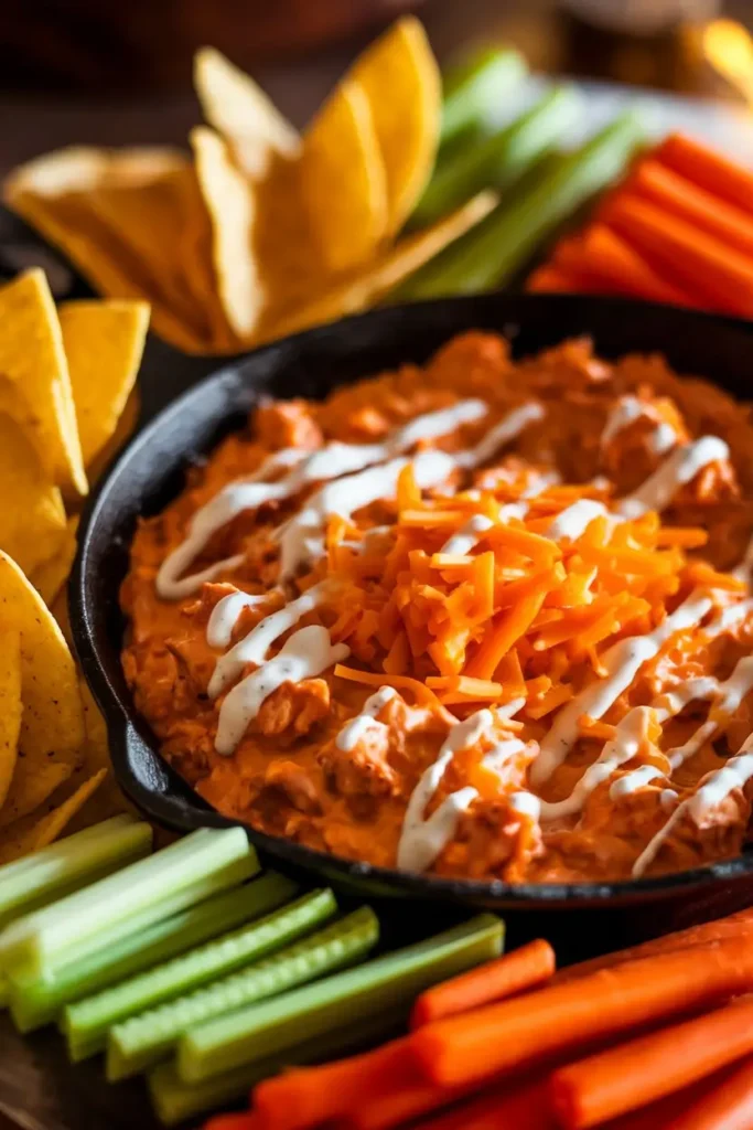 Creamy Buffalo Ranch Chicken Dip