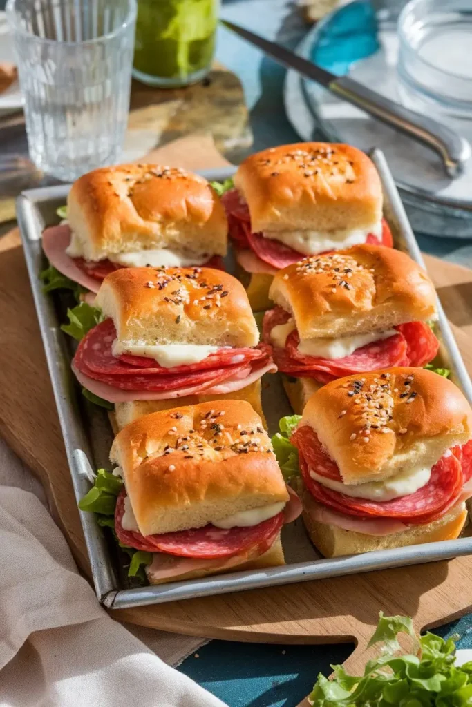 Italian Sub Sliders on Sweet Rolls
