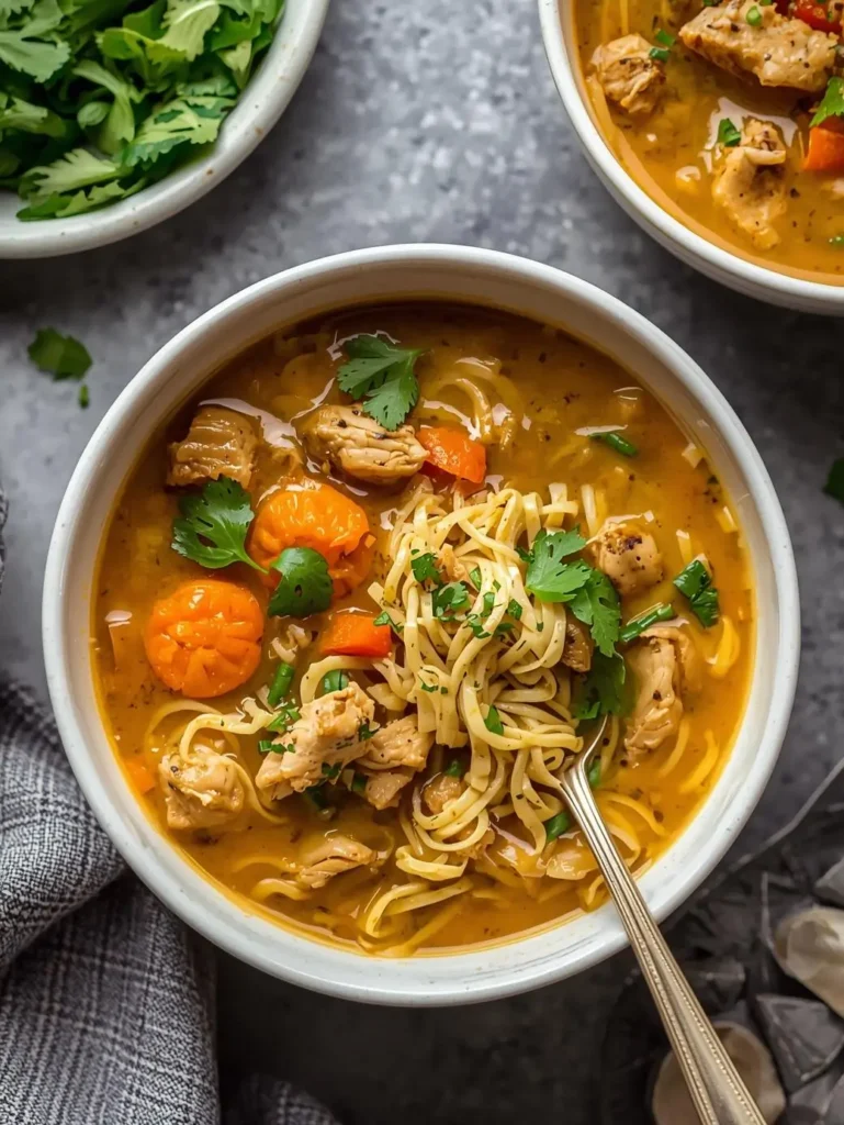 Golden chicken zoodle soup