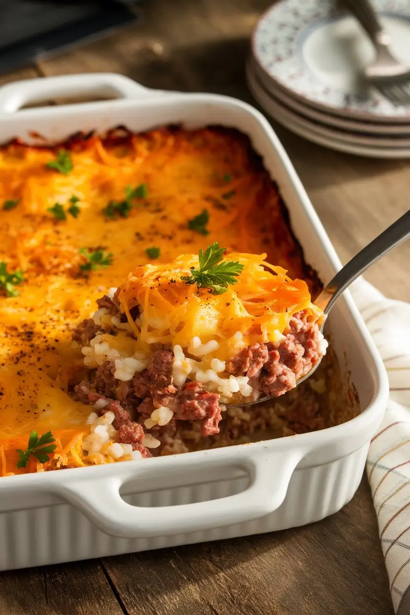 Hamburger Rice Casserole Quick and Tasty Recipe