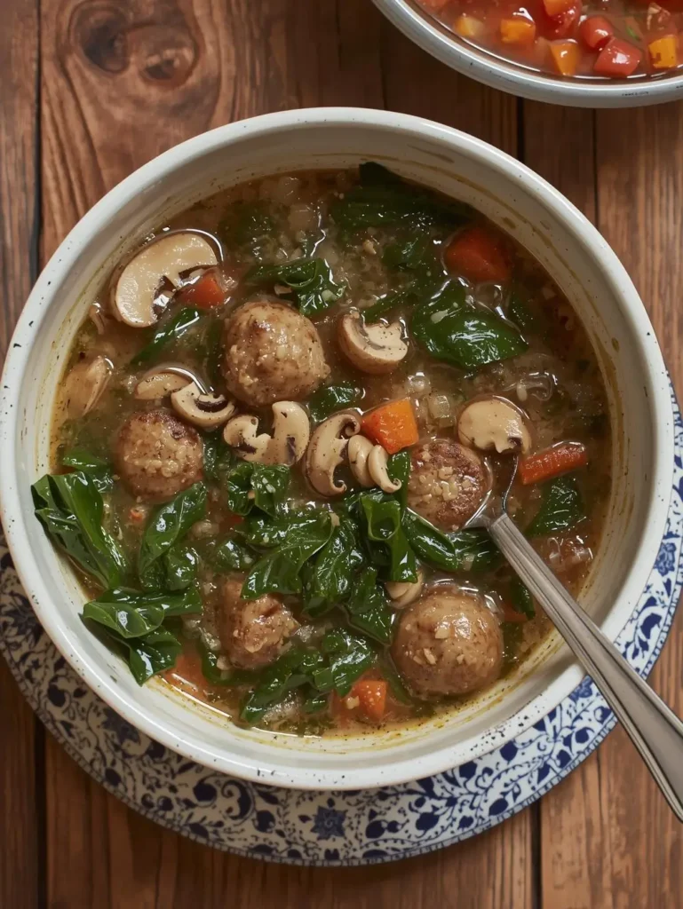 Italian sausage kale and mushroom soup