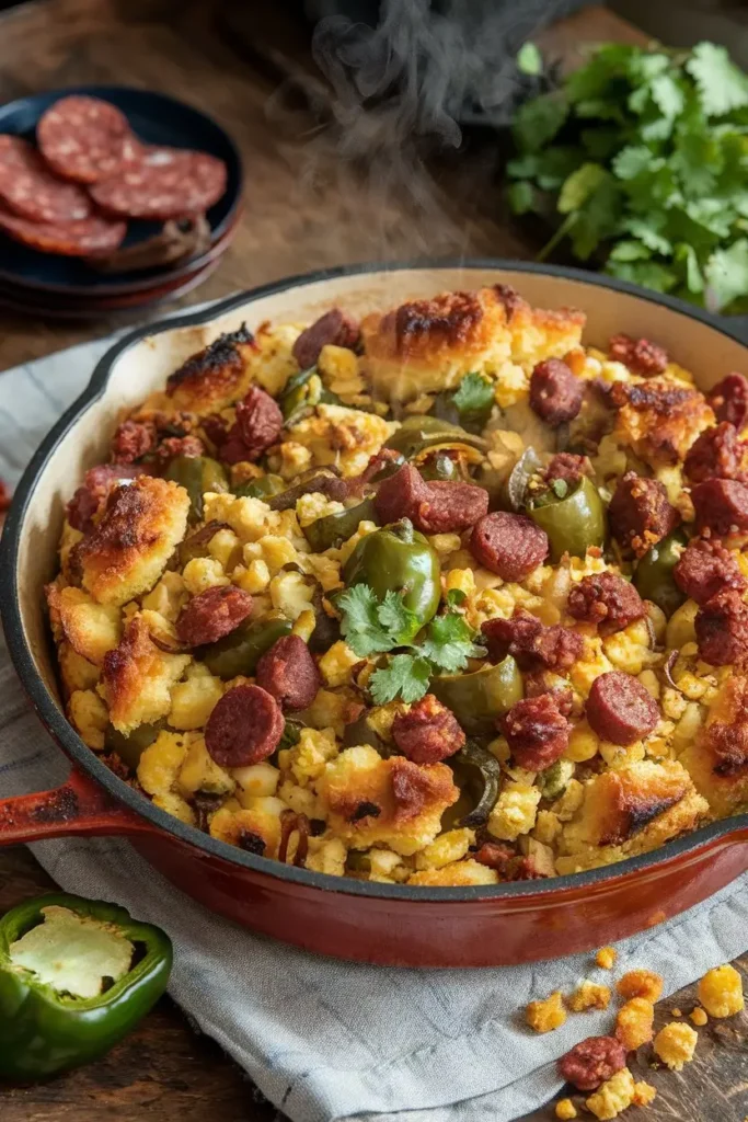 CORNBREAD AND POBLANO DRESSING WITH CHORIZO 3