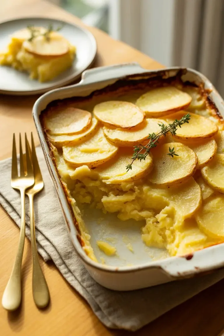 Creamy, tender scalloped potatoes baked in a rich, velvety sauce.