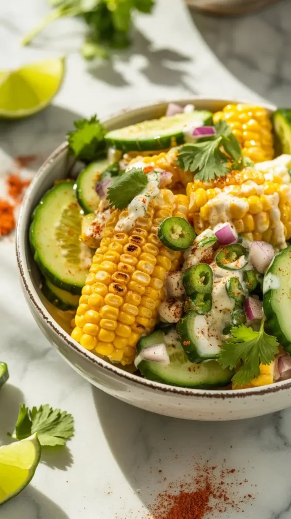 Street Corn and CucumberSalad