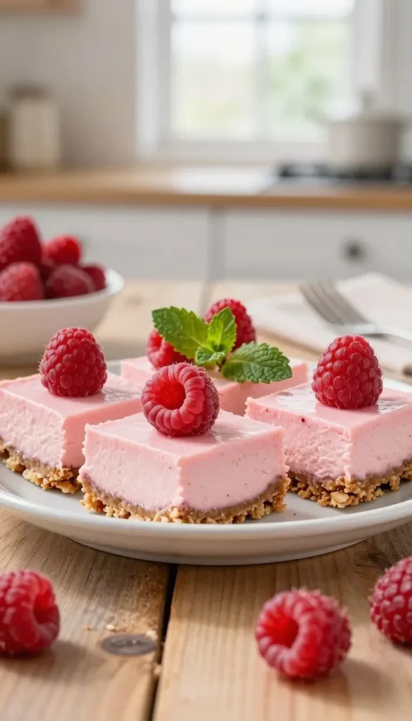 Healthy Raspberry Cheesecake Bars