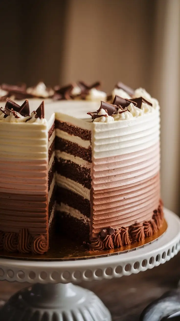 Triple Chocolate Ombre Cake