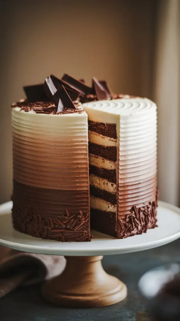Triple Chocolate Ombre Cake