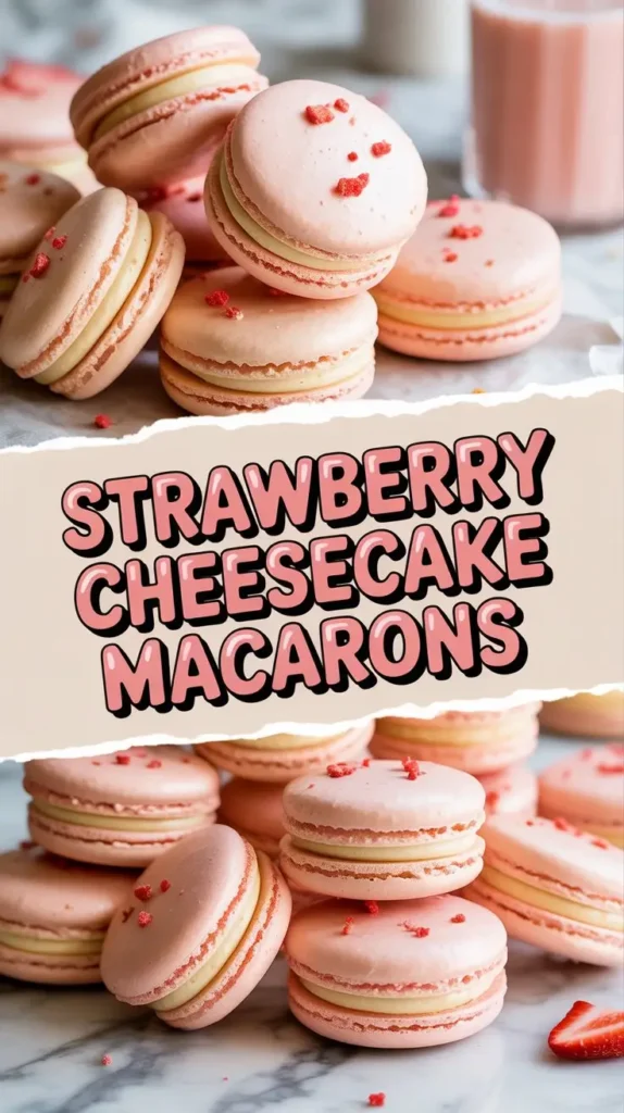 Strawberry cheesecake macarons