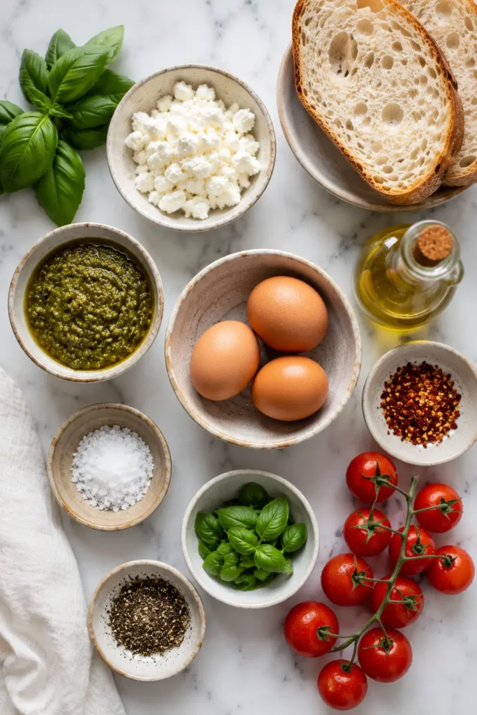Feta fried pesto eggs 2