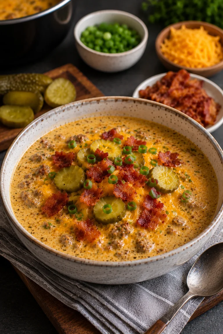 easy bacon cheeseburger soup keto