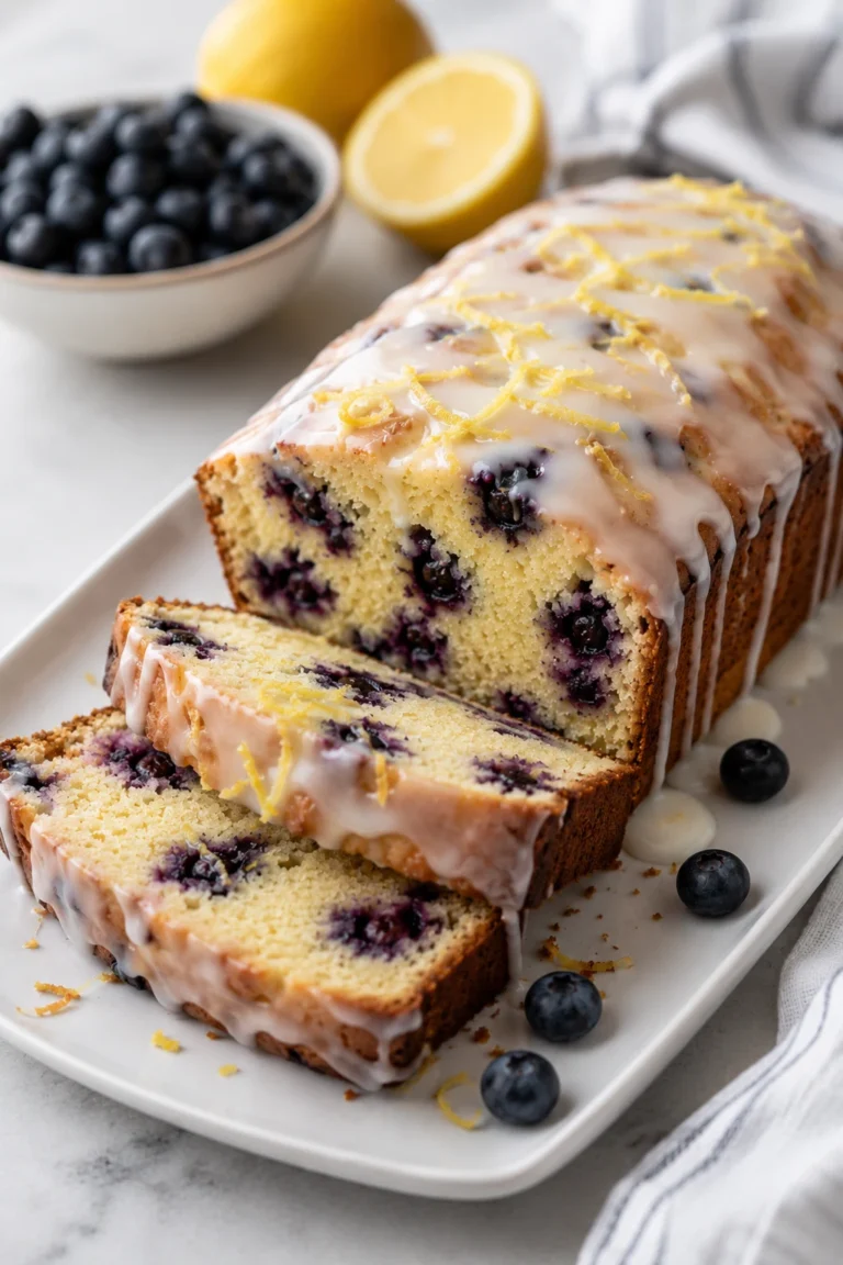 Keto Blueberry Loaf with Lemon Glaze