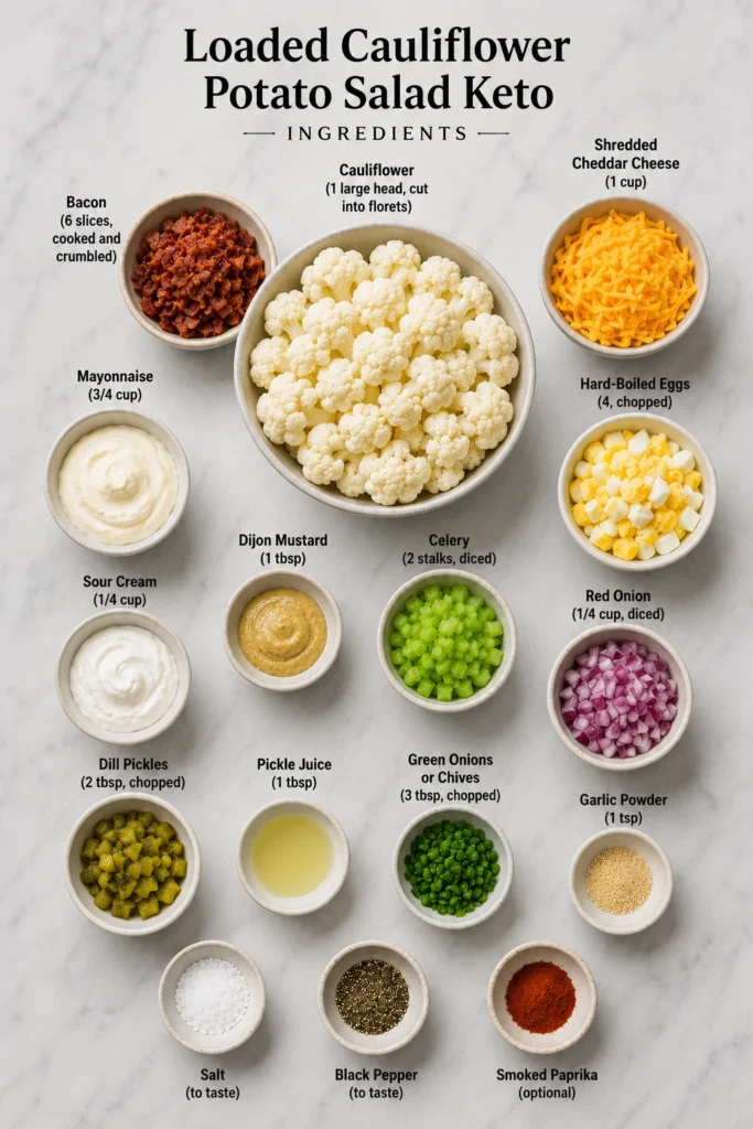 loaded cauliflower potato salad keto ingredients image 57