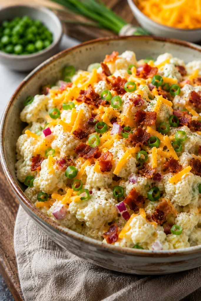 loaded cauliflower potato salad keto image 58