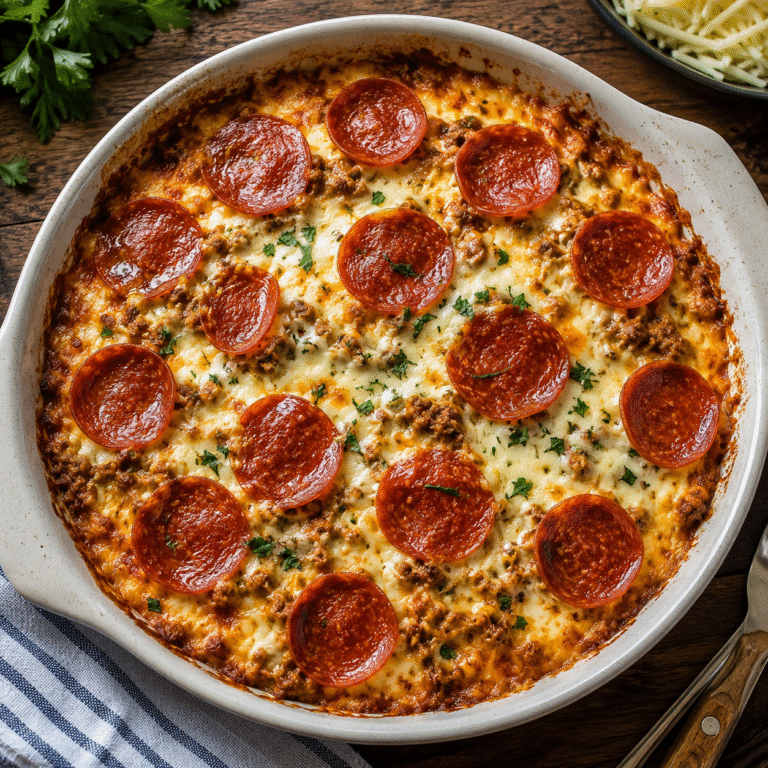 low carb pepperoni pizza casserole