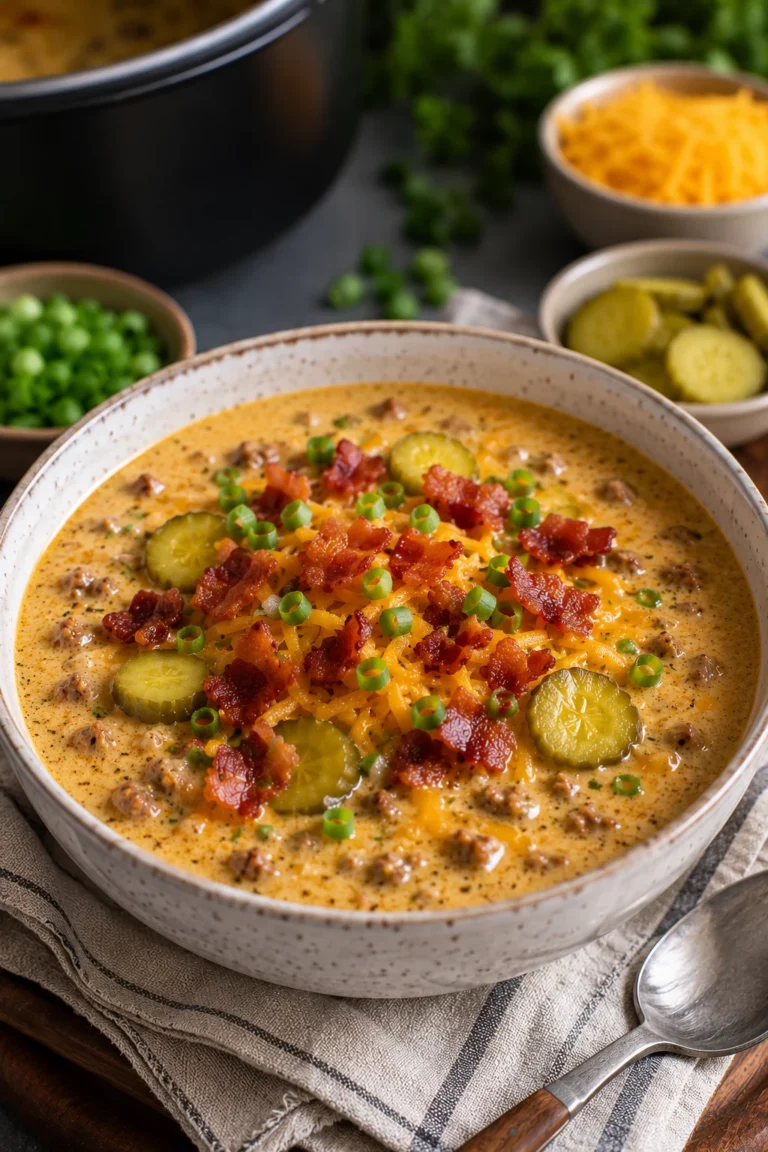 keto cheeseburger bacon soup