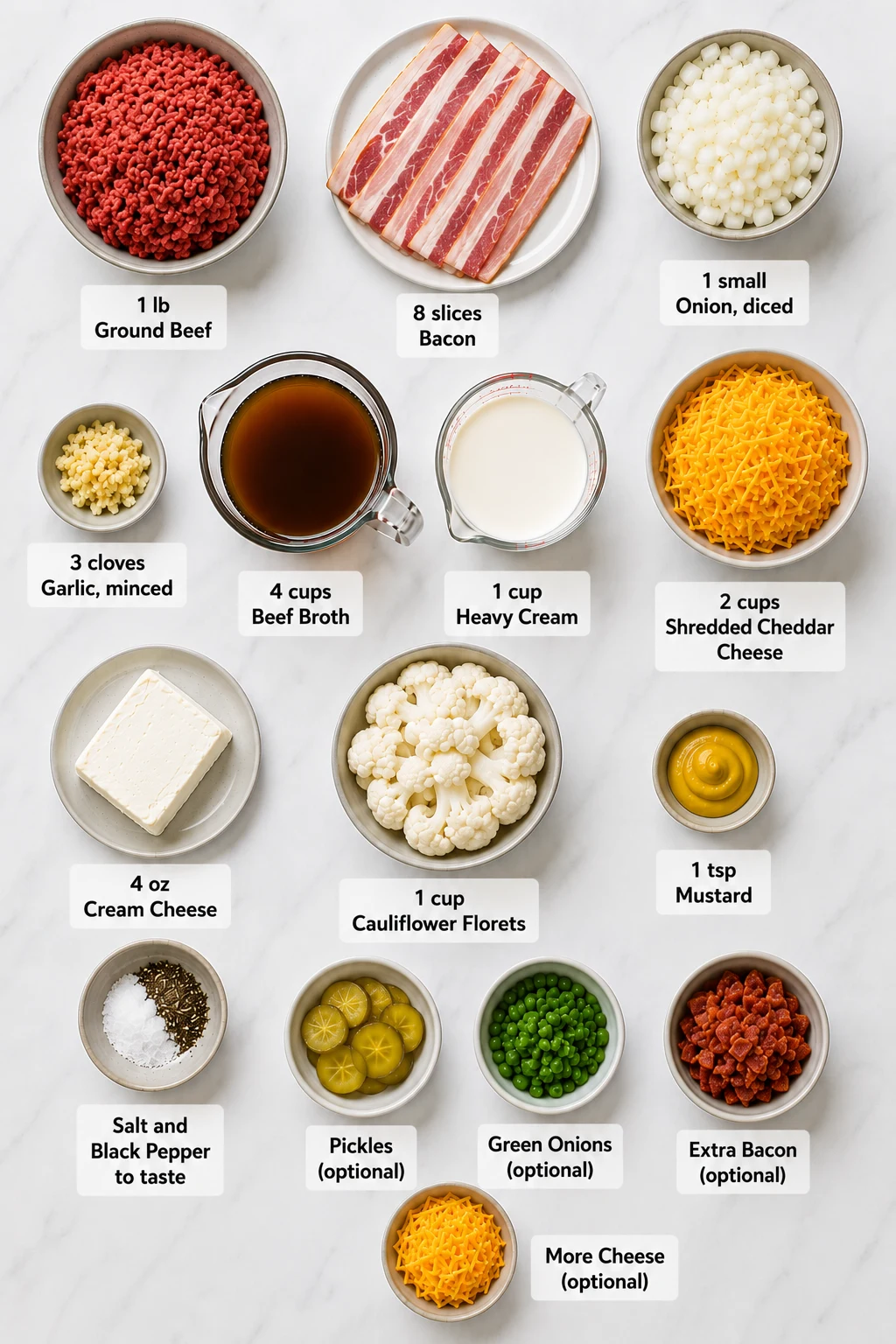 keto cheeseburger bacon soup ingredients