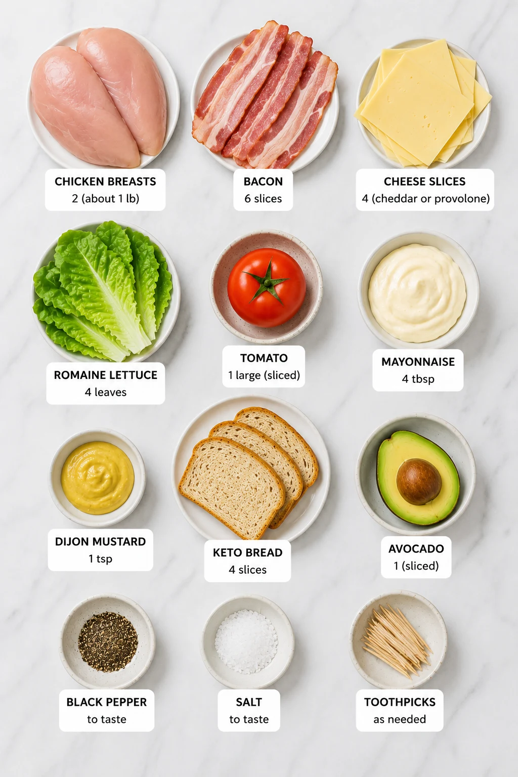 keto chicken club sandwich ingredients