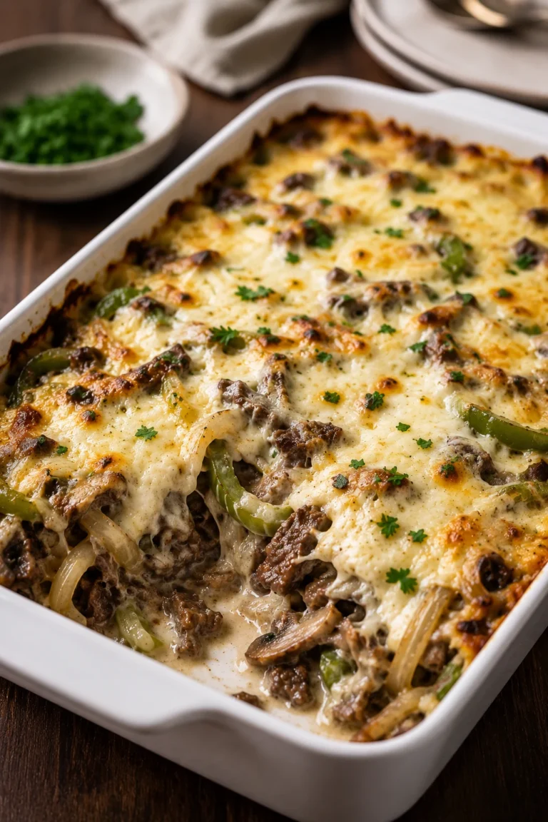 keto philly cheesesteak casserole
