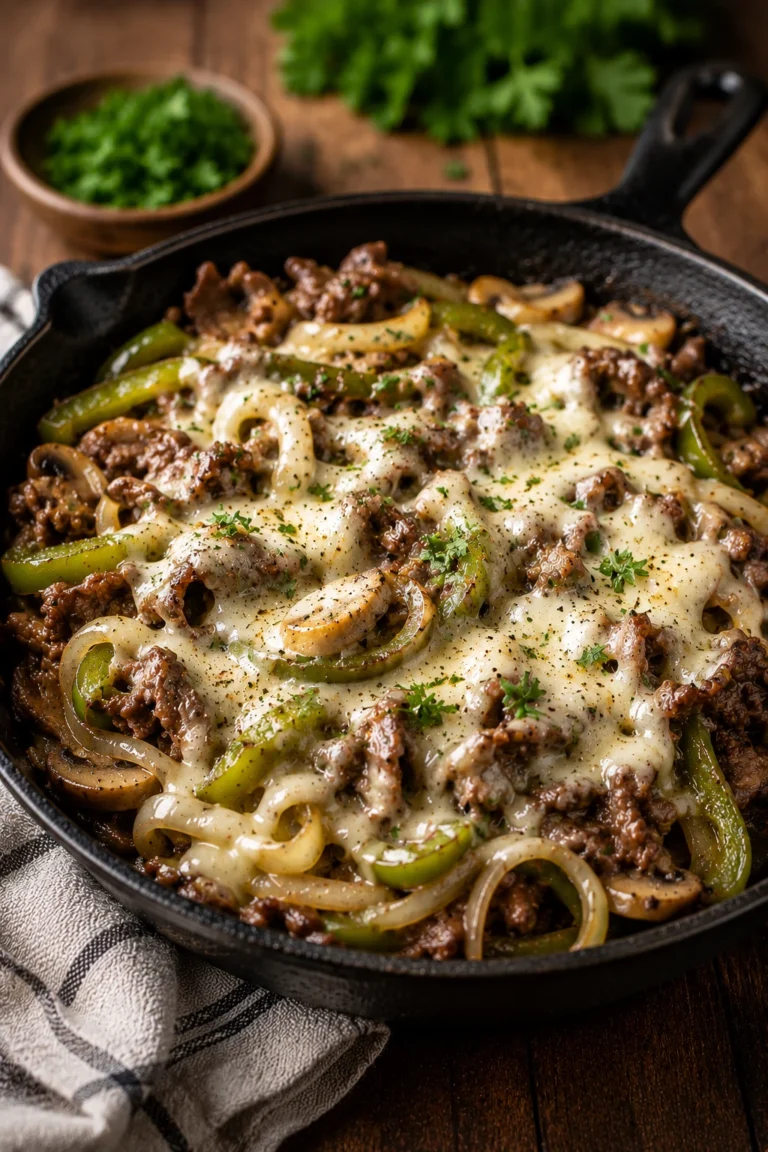keto philly cheesesteak skillet