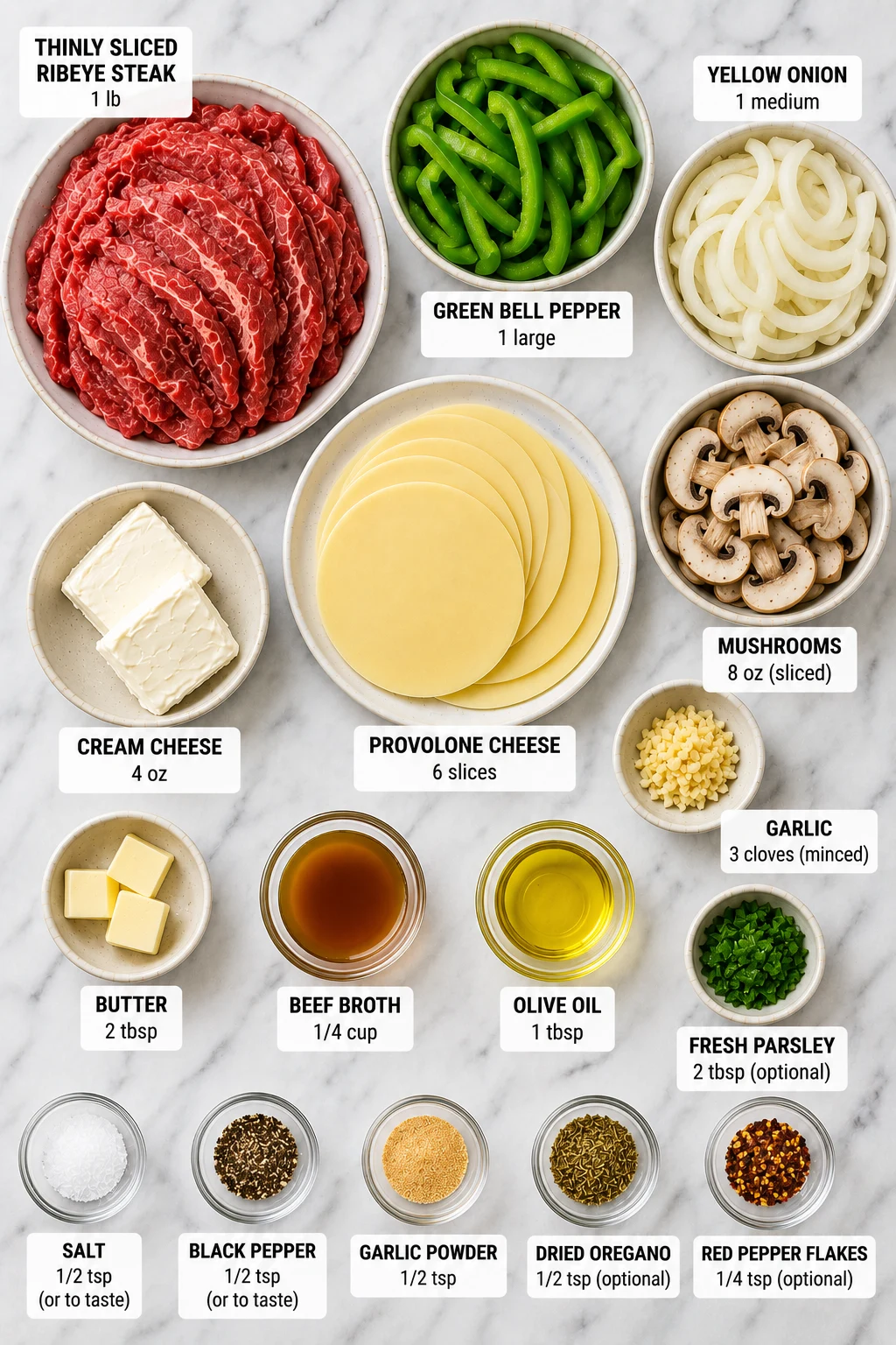 keto philly cheesesteak skillet ingredients
