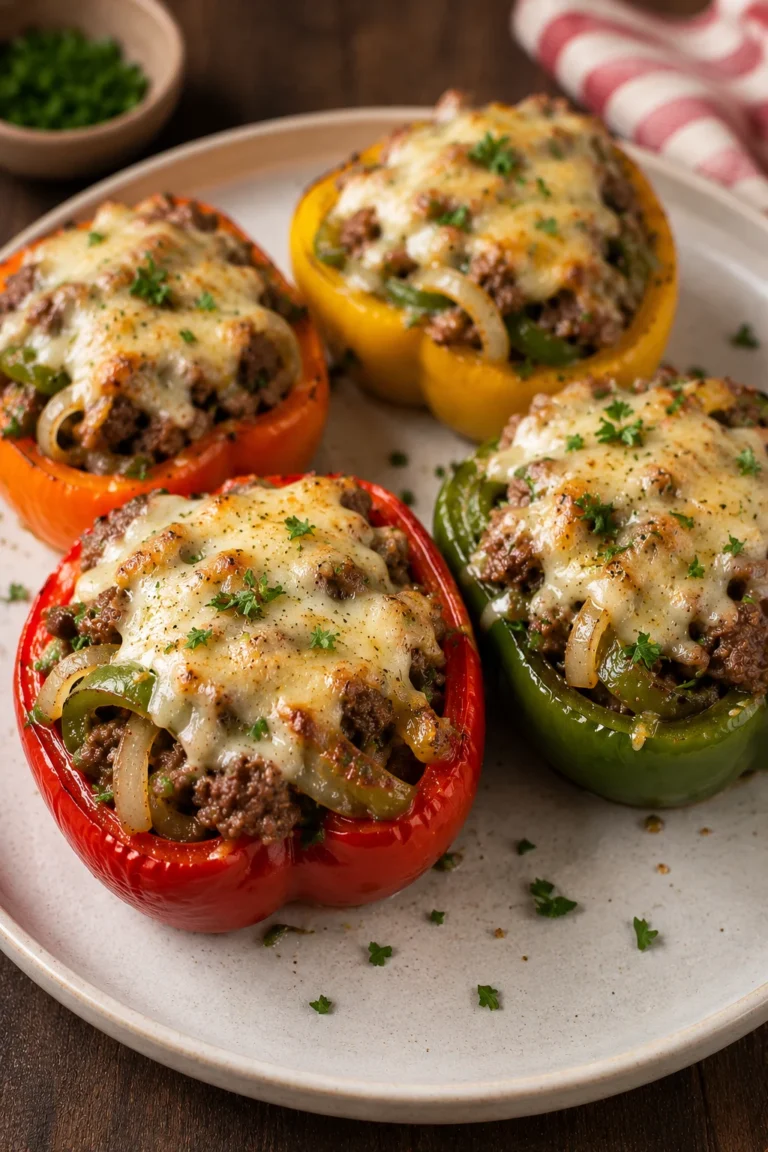 keto philly cheesesteak stuffed peppers