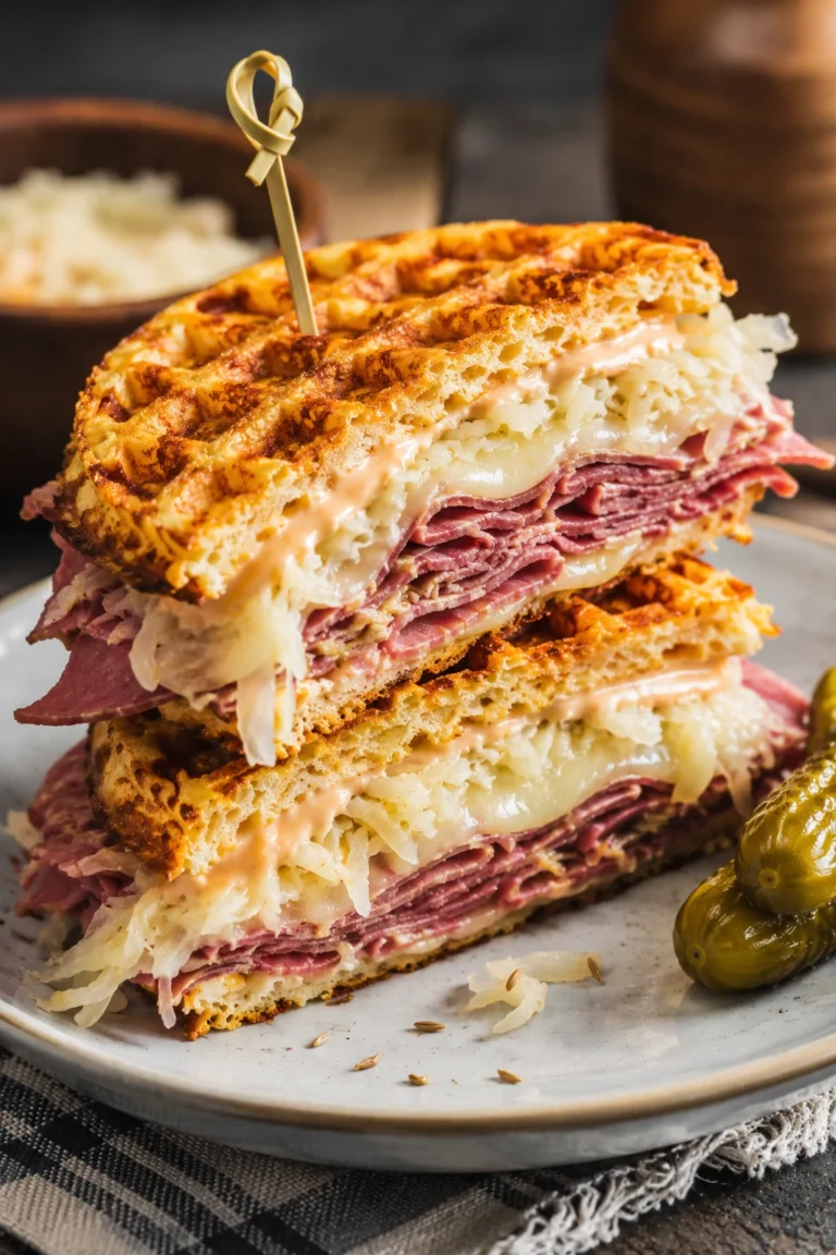 keto reuben chaffle sandwich