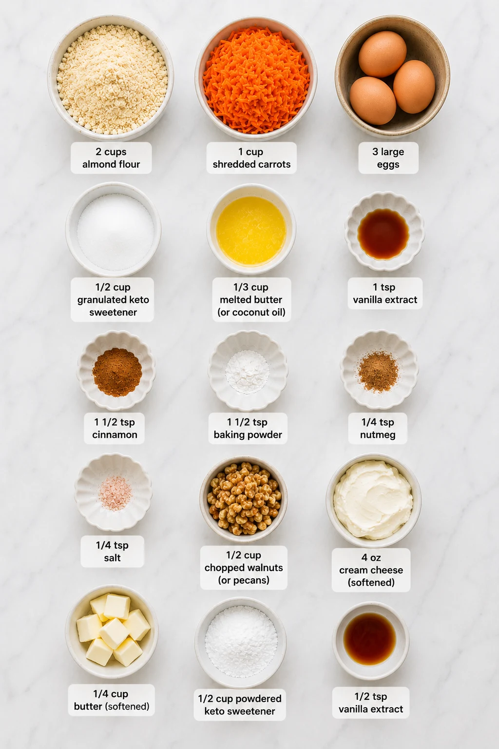 low carb carrot cake cupcakes ingredients