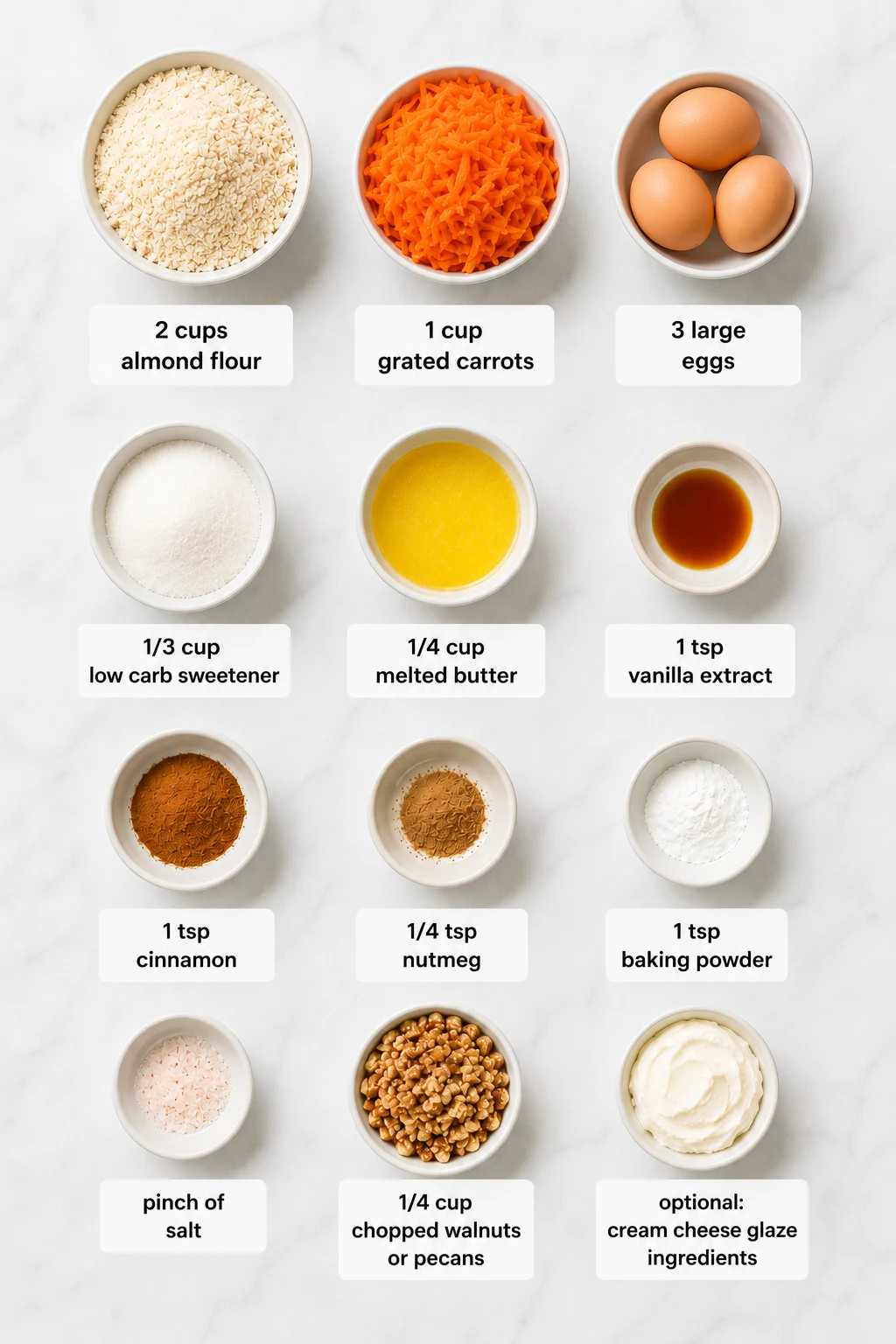 low carb carrot cake loaf ingredients