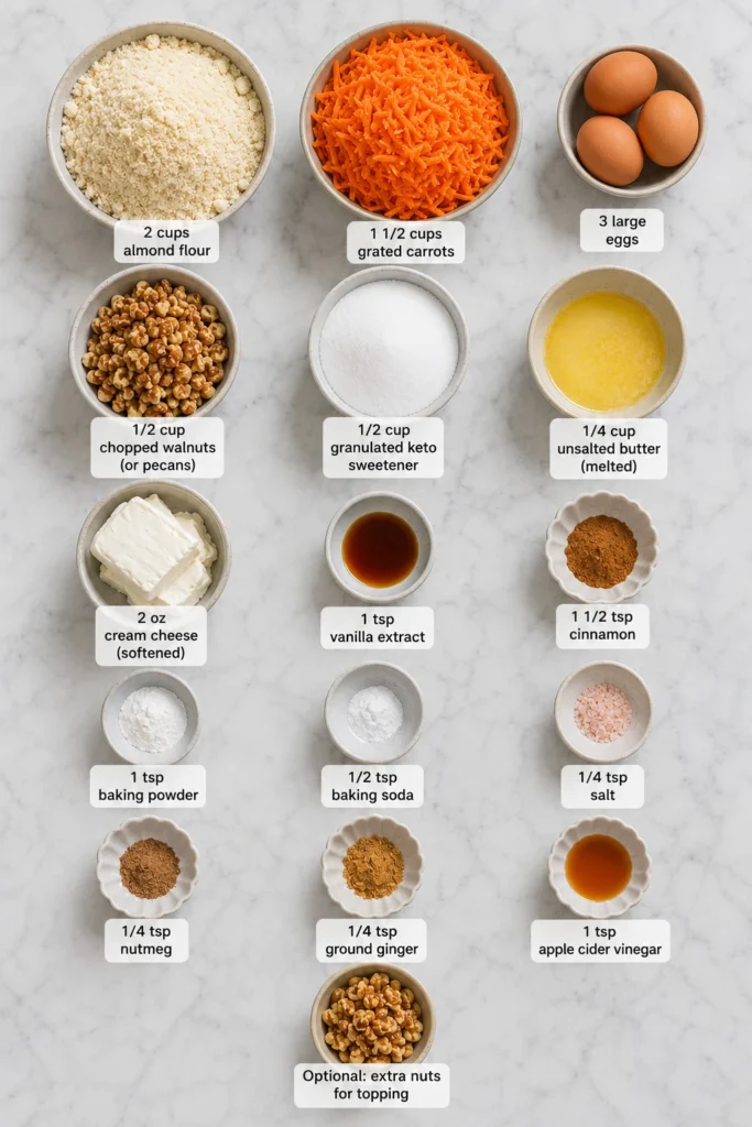 low carb carrot cake muffins ingredients