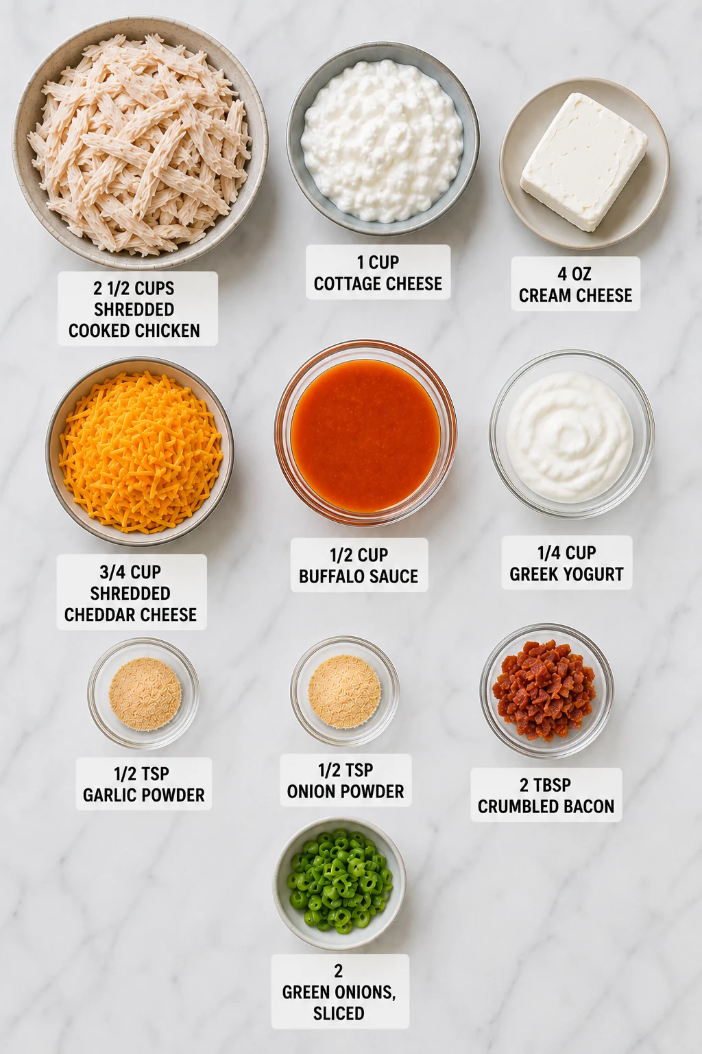 low carb cottage cheese buffalo chicken dip ingredients