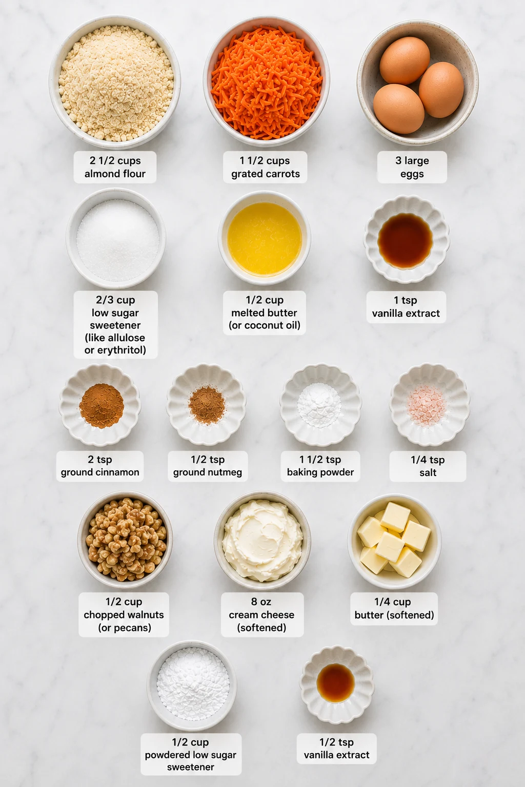 low sugar low carb carrot cake ingredients