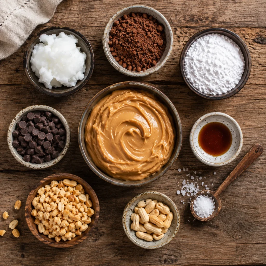 peanut butter chocolate keto fat boms ingredients
