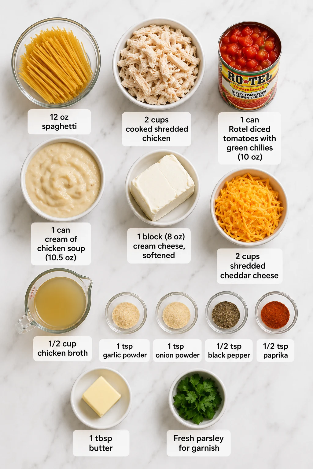 rotel chicken spaghetti casserole ingredients