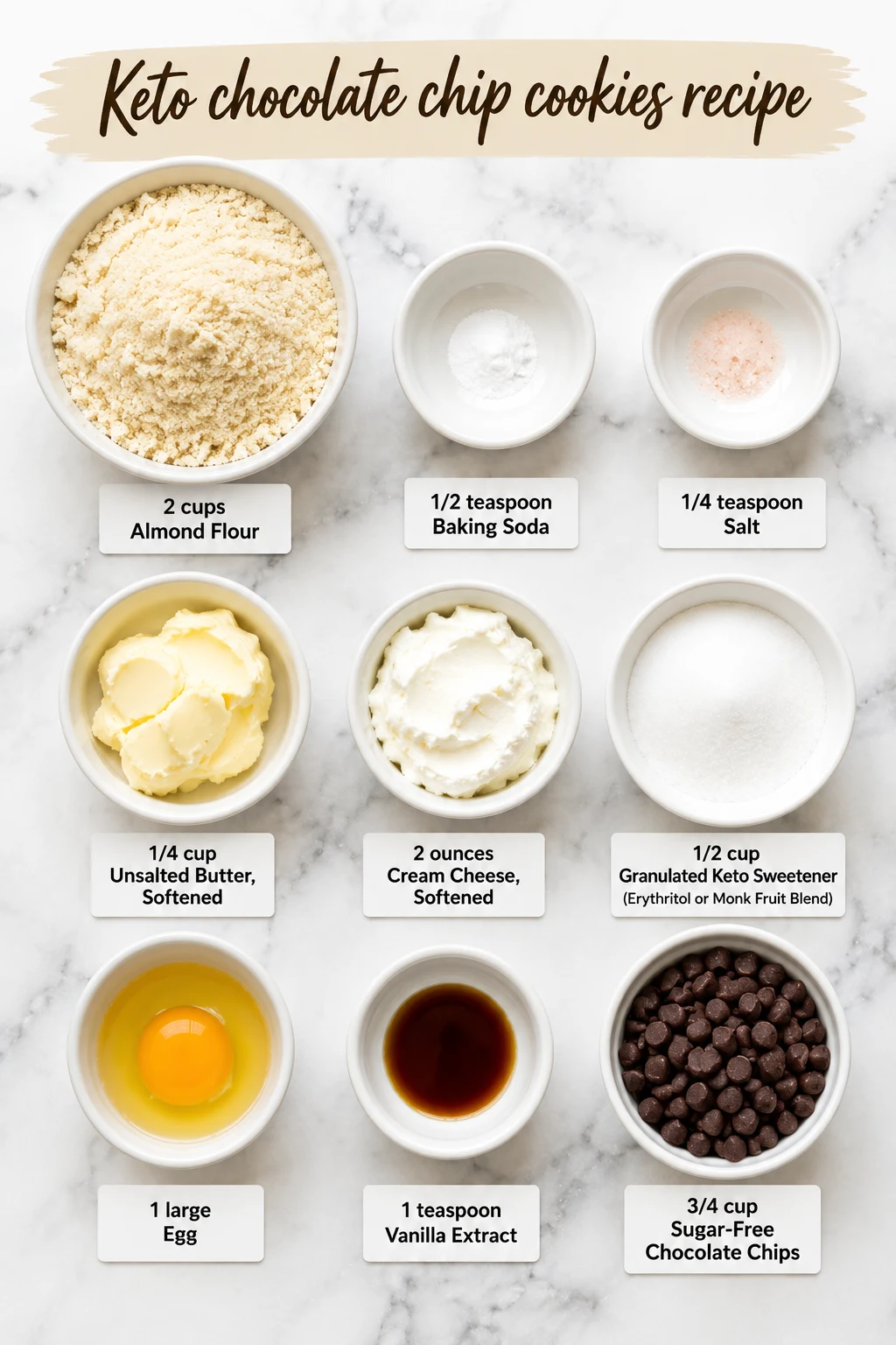 Keto chocolate chip cookies recipe ingredients